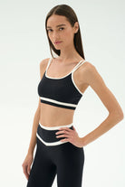 Splits59 Eva Rigor Double Strap Sports Bra in Black/White Side View