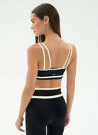 Splits59 Eva Rigor Double Strap Sports Bra in Black/White Back View