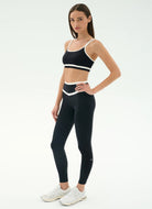 Splits59 Eva Rigor Double Strap Sports Bra in Black/White Full Length Side View