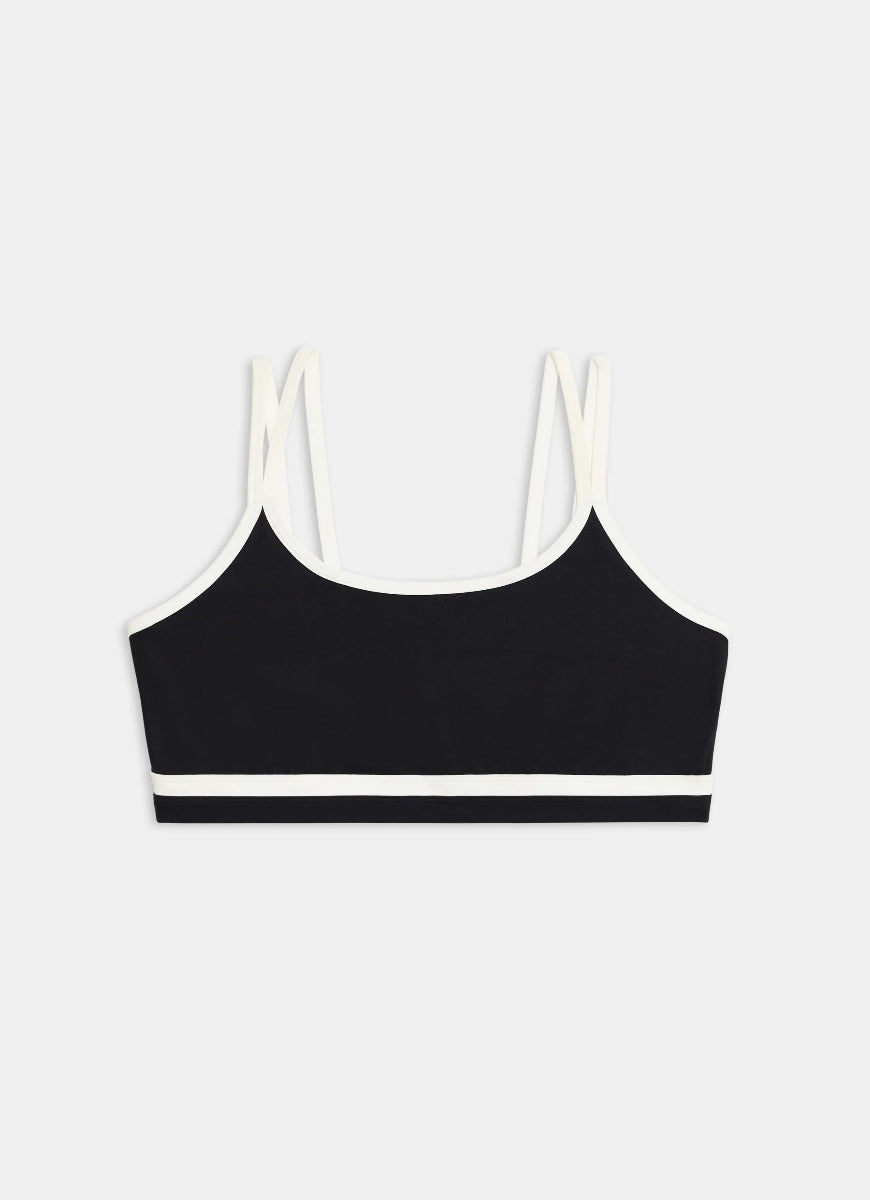 Splits59 Eva Rigor Double Strap Sports Bra in Black/White Product Shot View