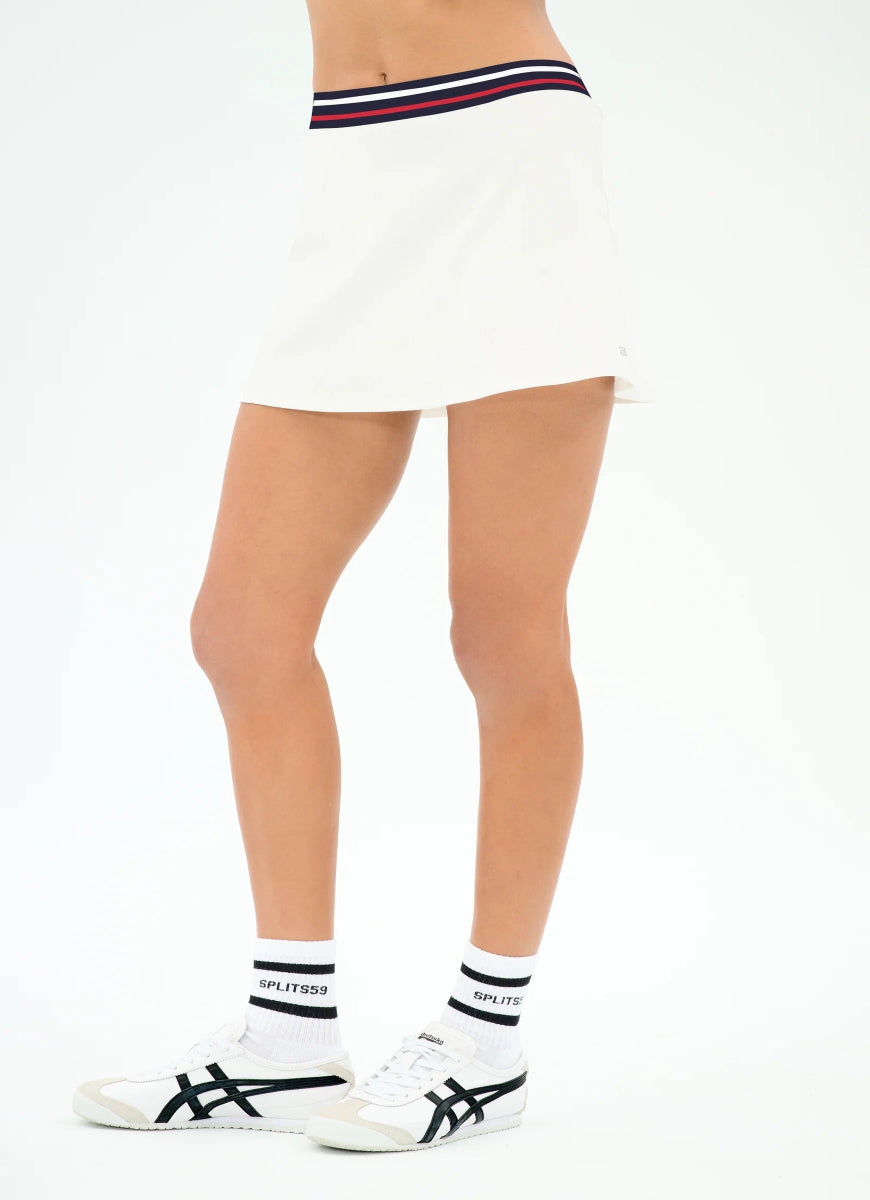 Splits59 Kaia Active Rib Court Skirt in White Angled Side View
