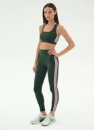 Splits59 Margot Rigor Legging in Military/Blush Full Length Angled Side View
