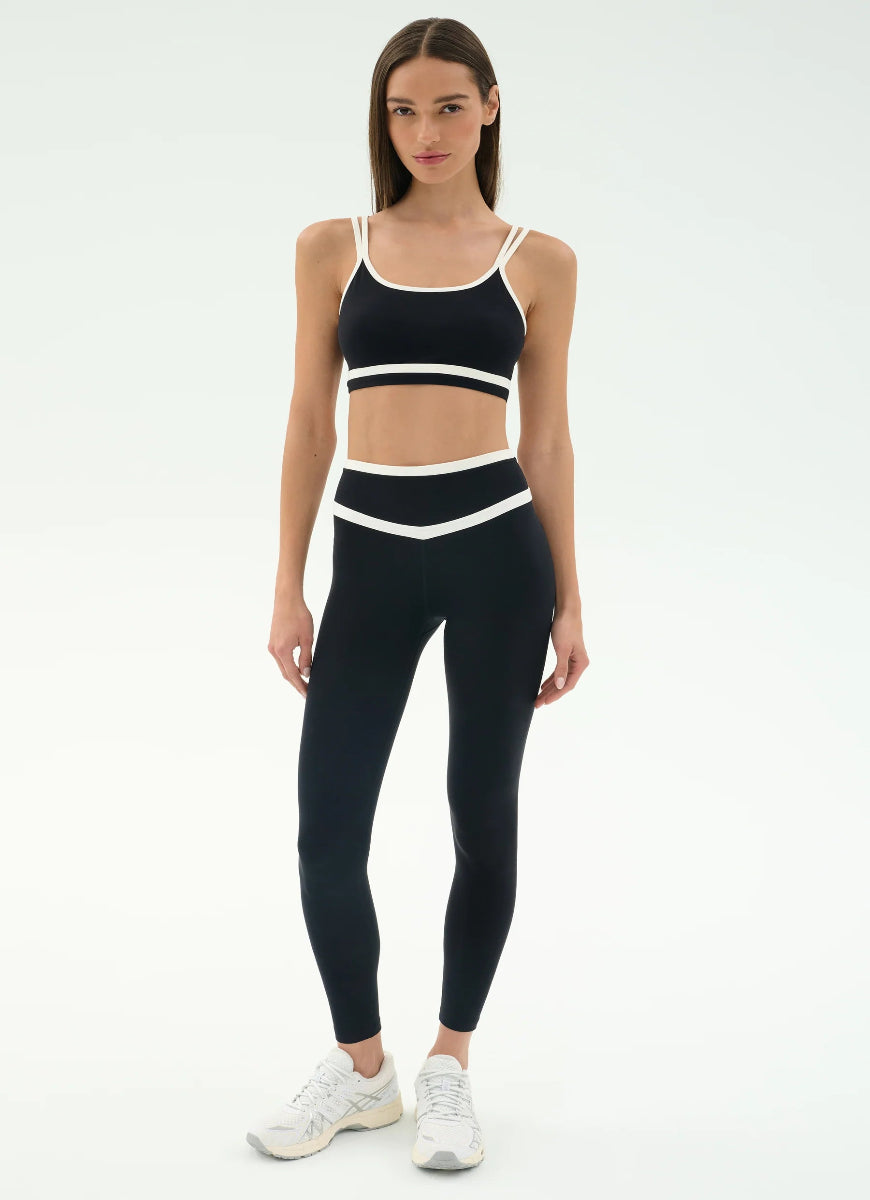 Splits59 Mason High Waist Rigor Full Length Legging 28” in Black/White Full Length Front View