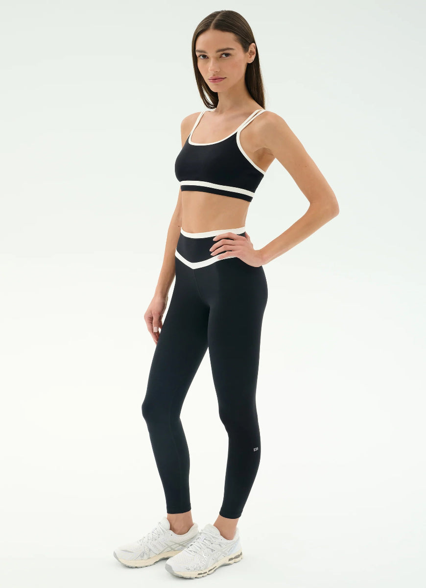Splits59 Mason High Waist Rigor Full Length Legging 28” in Black/White Full Length Side View