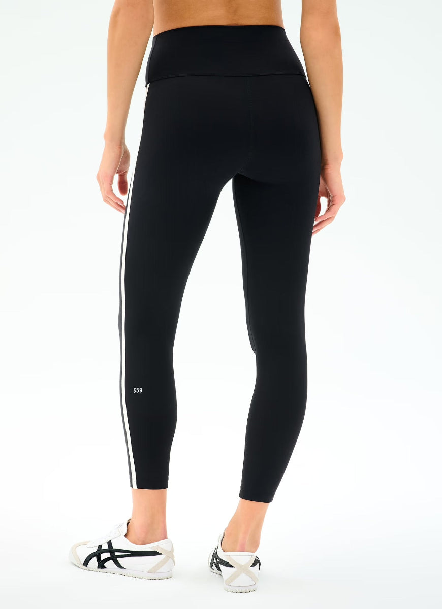 Splits59 Mia Legging With Stripe in Black/White Back View