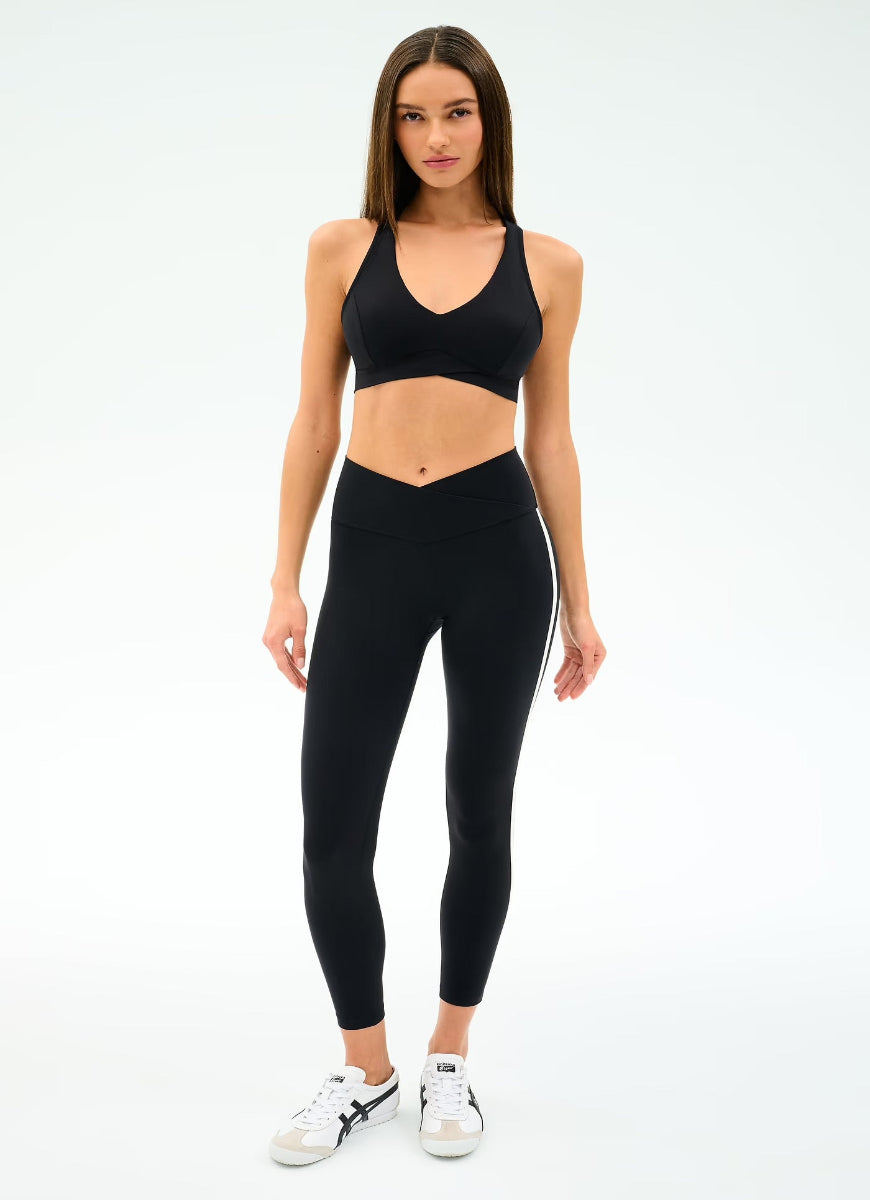 Splits59 Mia Legging With Stripe in Black/White Full Length Front View