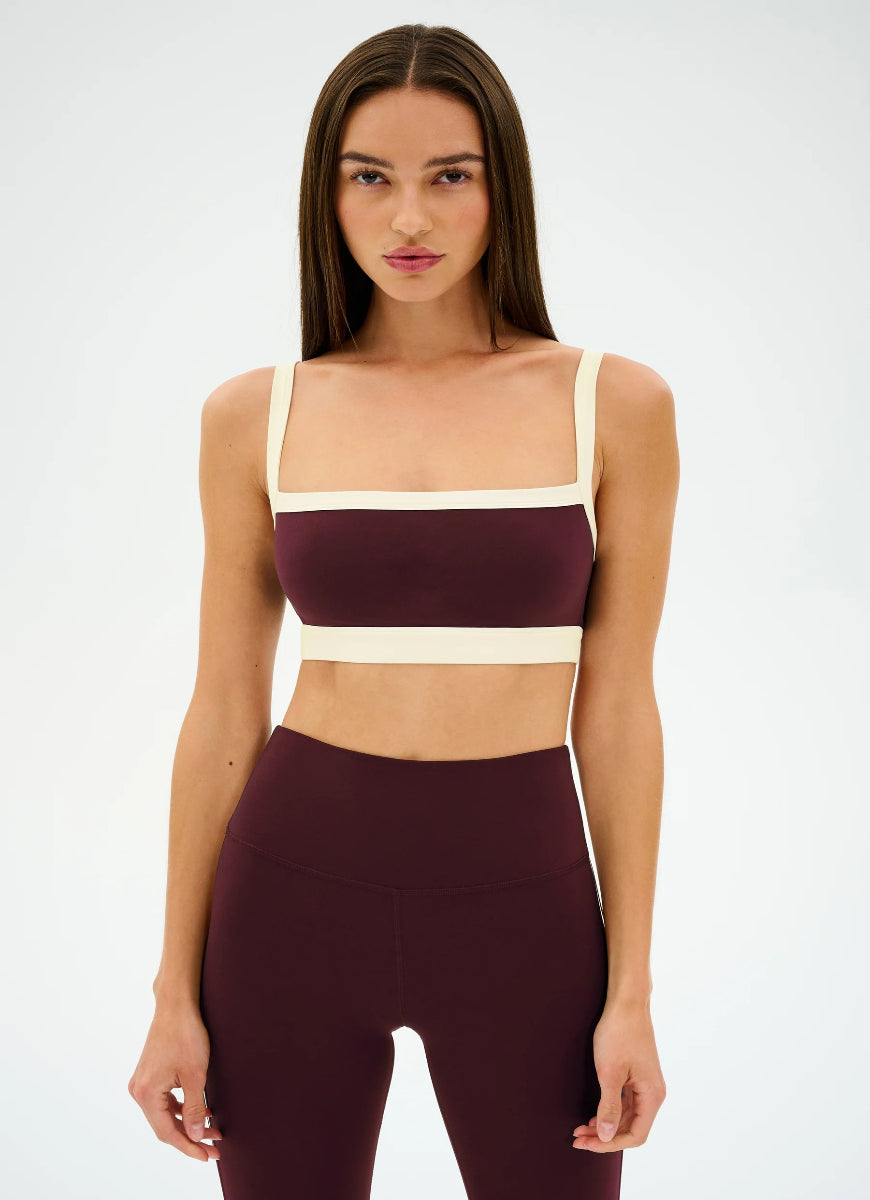 Splits59 Monah Rigor Sports Bra in Dark Cherry/Creme