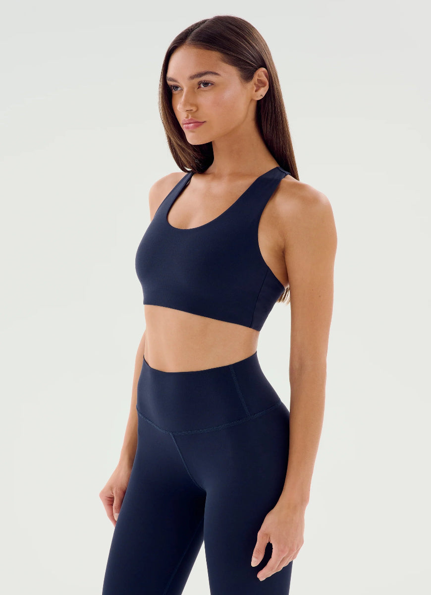 Splits59 Sara Airweight Sports Bra in Indigo Side View