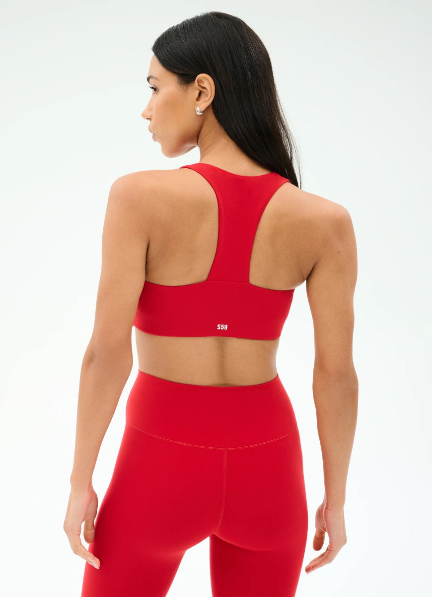 Splits59 Sara Airweight Sports Bra in Pirate Red Back View