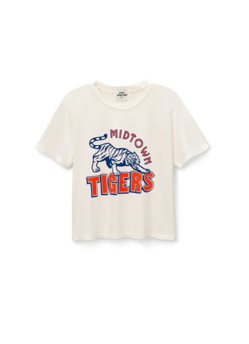 Sunny Somewhere Midtown Tigers Tee in Off White