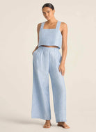 Vitamin A Tallows Crop Top in Summer Stripe Full Length Front View