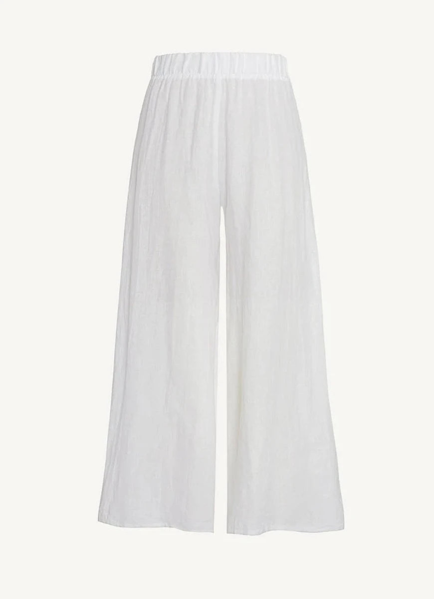 Vitamin A Tallows Wide Leg Linen Pant in White Product Shot View