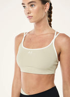 P.E Nation Terrace Sports Bra in Biscuit Front View
