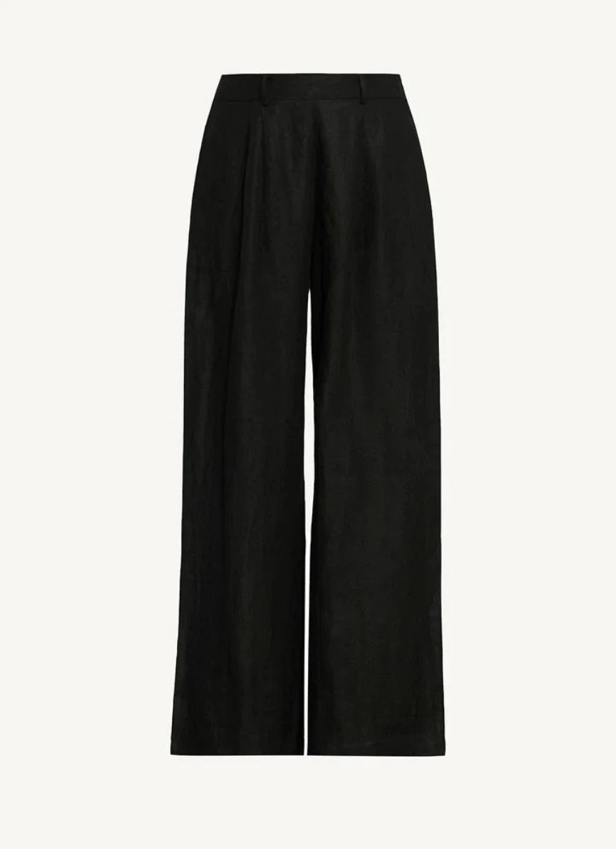 Vitamin A The Getaway Linen Pant in Black Product Shot View