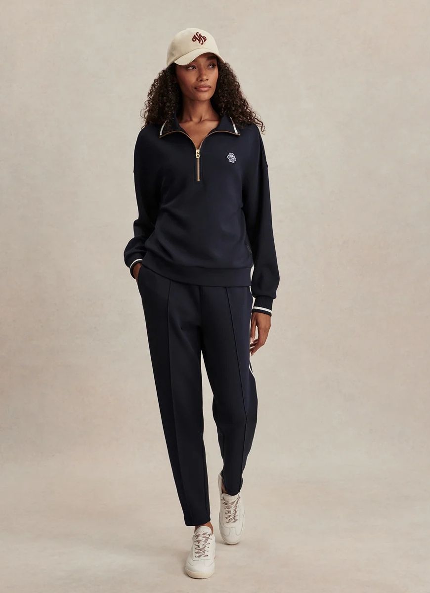 Varley Bertie Half Zip Sweatshirt in Navy Full Length Front View