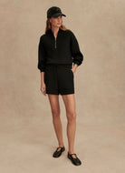 Varley Davidson Sweat Half Zip in Black Full Length Front View