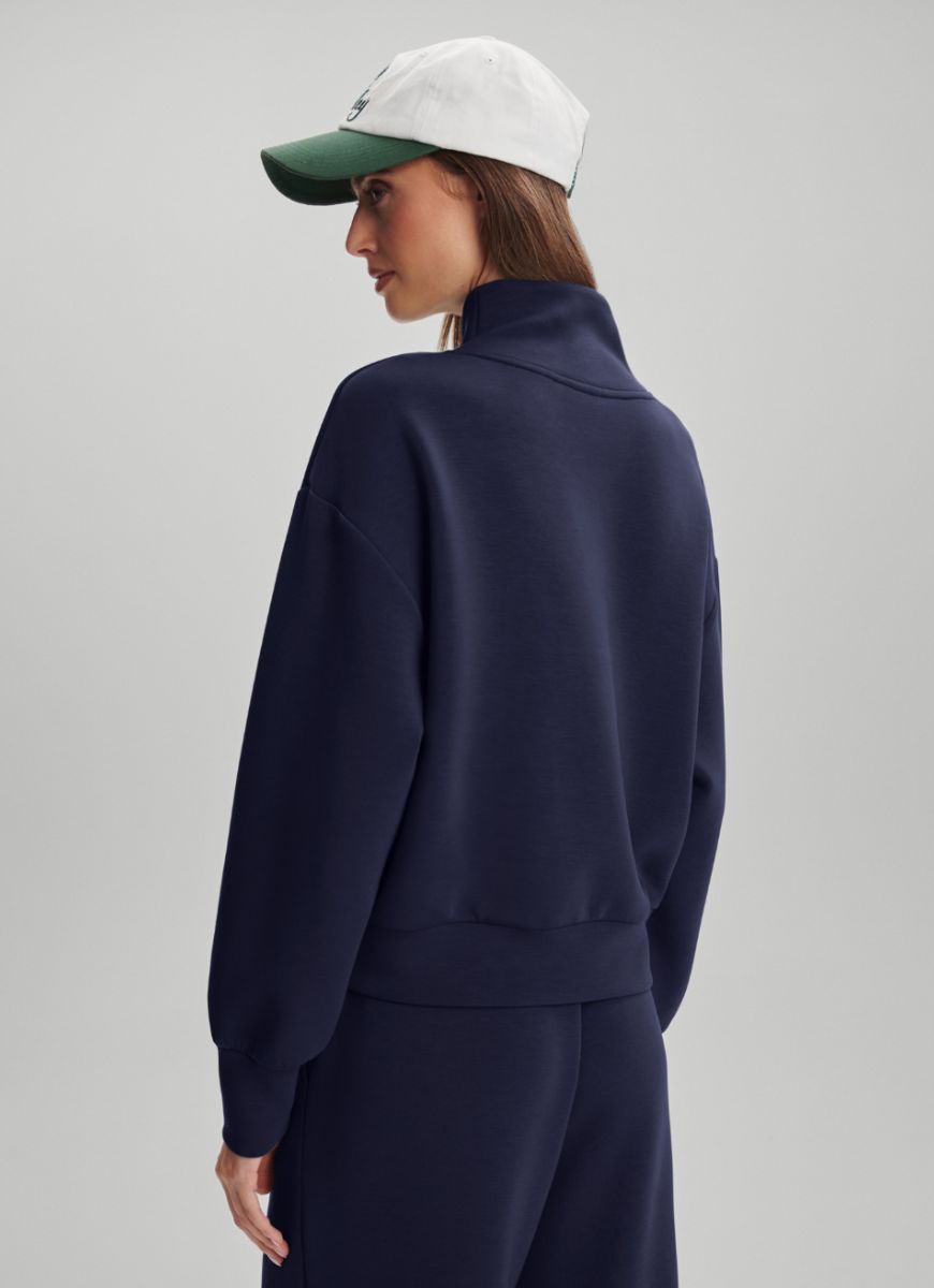 Varley Davidson Sweatshirt in Blue Nights Angled Back View