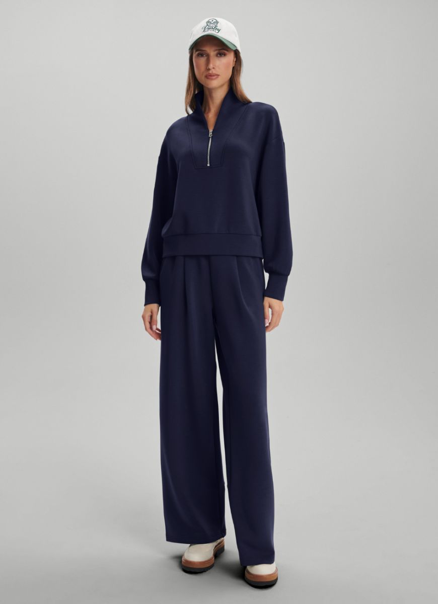 Varley Davidson Sweatshirt in Blue Nights Full Length Front View