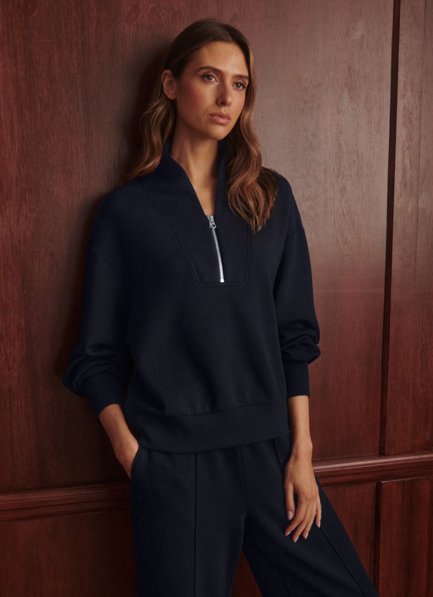 Varley Davidson Sweatshirt in Blue Nights Front View
