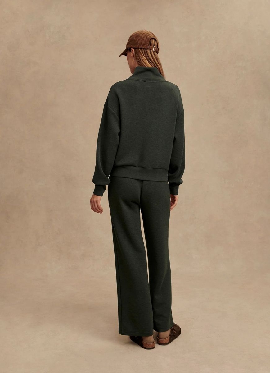 Varley Davidson Sweatshirt in Olive Marl Full Length Back View