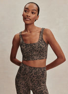 Varley Freesoft Cori Sports Bra in Brown Contrast Cheetah