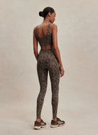 Varley Freesoft Cori Sports Bra in Brown Contrast Cheetah Full Length Back View