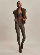 Varley Freesoft High Rise Legging 25” in Brown Contrast Cheetah Front View