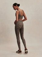 Varley Freesoft High Rise Legging 25” in Brown Contrast Cheetah Full Length Back View