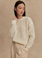 Varley Grady Boucle Knit Sweater in Coconut Milk