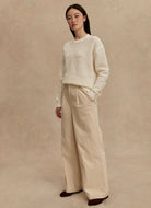 Varley Grady Boucle Knit Sweater in Coconut Milk Full Length Front View