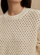 Varley Grady Boucle Knit Sweater in Coconut Milk Close Up Front View