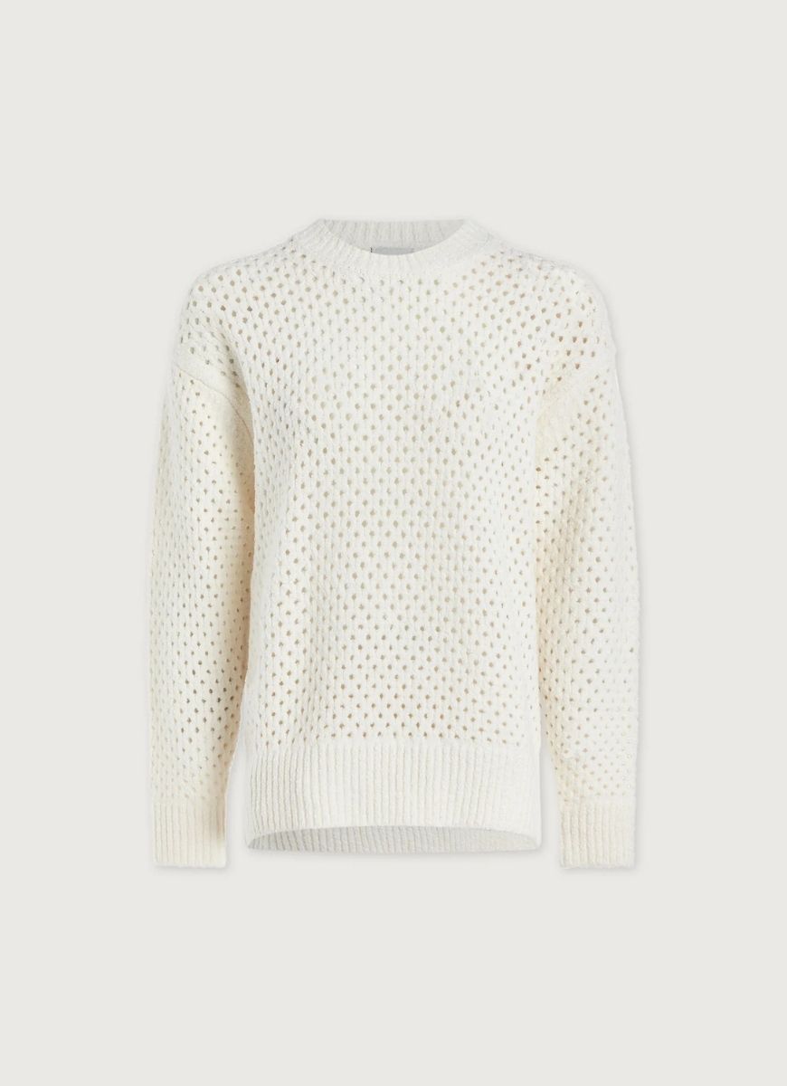 Varley Grady Boucle Knit Sweater in Coconut Milk Product Shot View