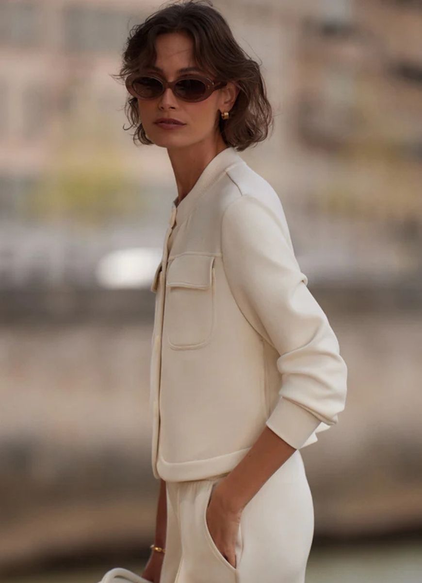 Varley Hartwell Button Through Sweat Jacket in Pristine Side View