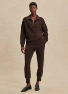 Varley Hawley Half Zip Sweatshirt in Coffee Bean Full Length Front View