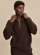 Varley Hawley Half Zip Sweatshirt in Coffee Bean