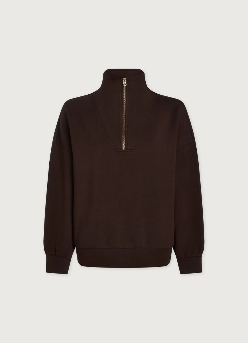Varley Hawley Half Zip Sweatshirt in Coffee Bean Product Shot View