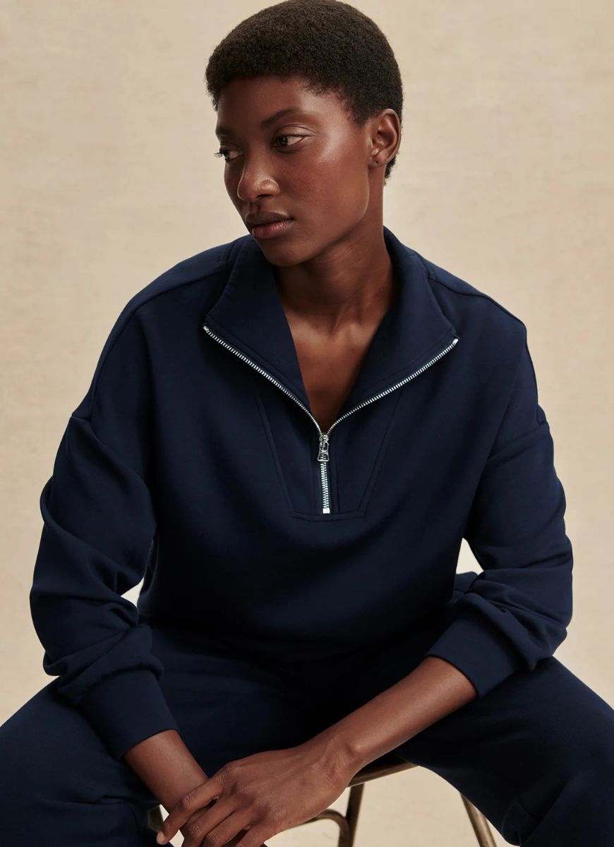 Varley Hawley Half Zip Sweatshirt in Navy