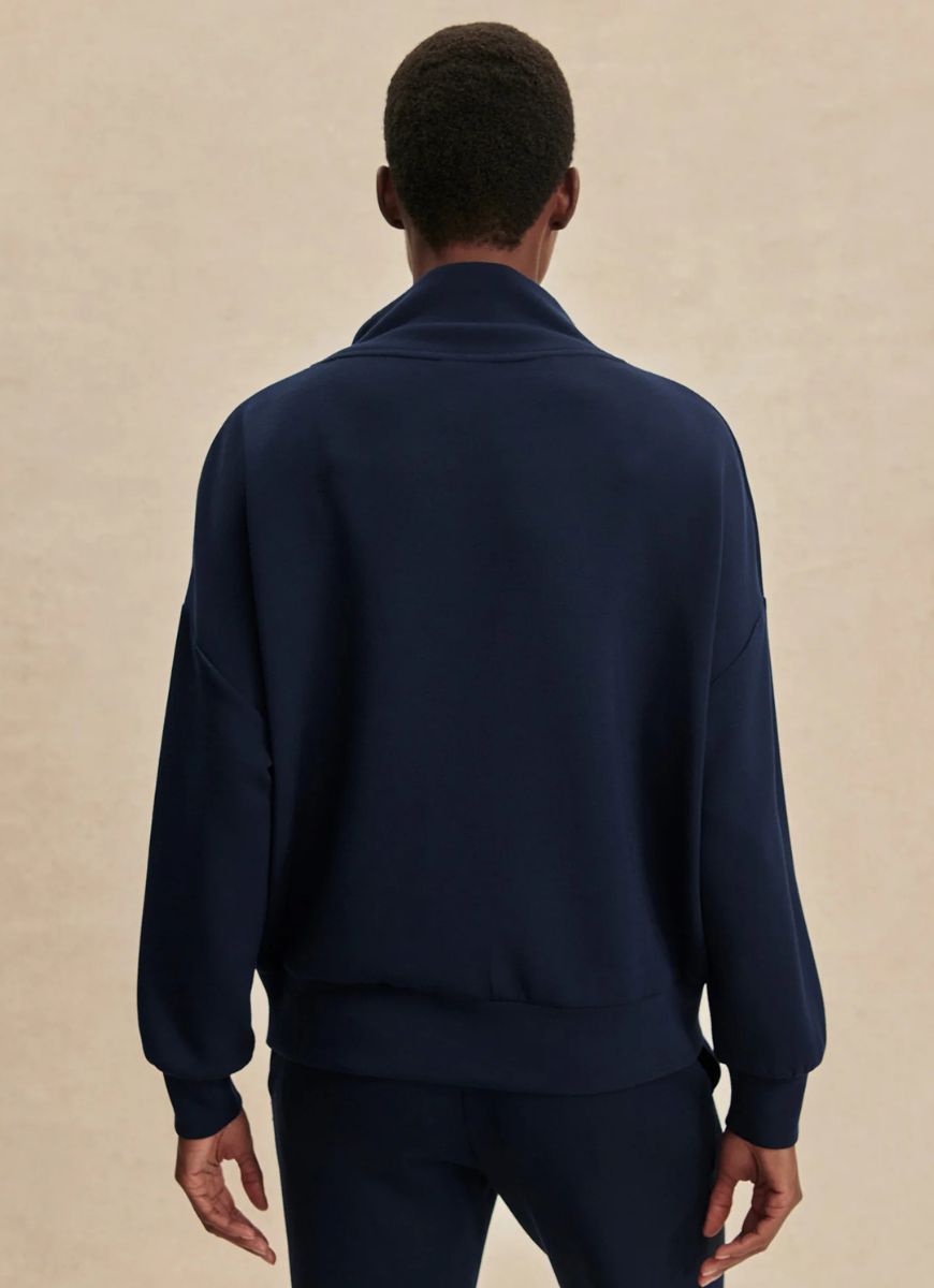 Varley Hawley Half Zip Sweatshirt in Navy Back View