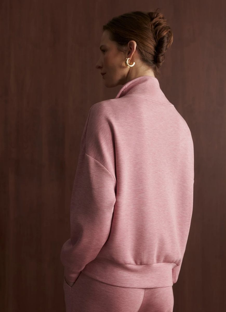 Varley Hawley Half Zip Sweatshirt in Rose Marl Back View