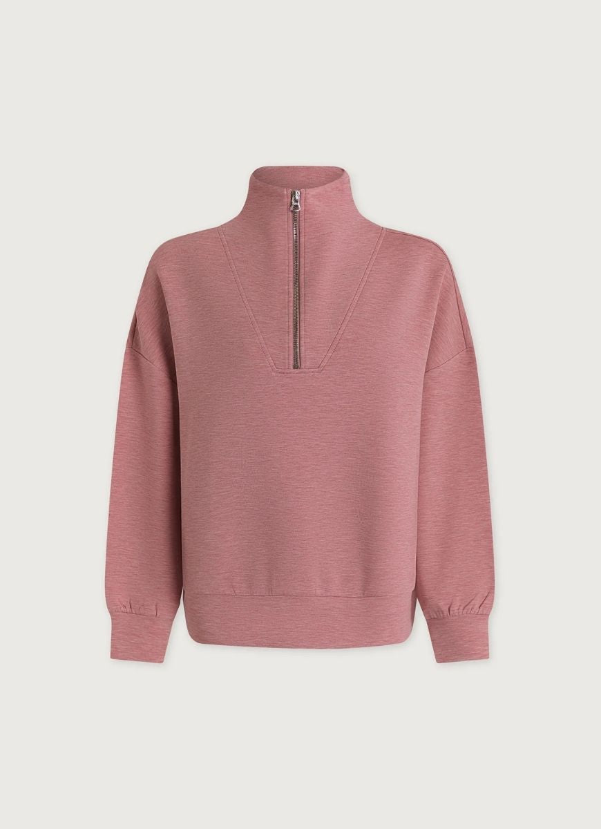 Varley Hawley Half Zip Sweatshirt in Rose Marl Product Shot View