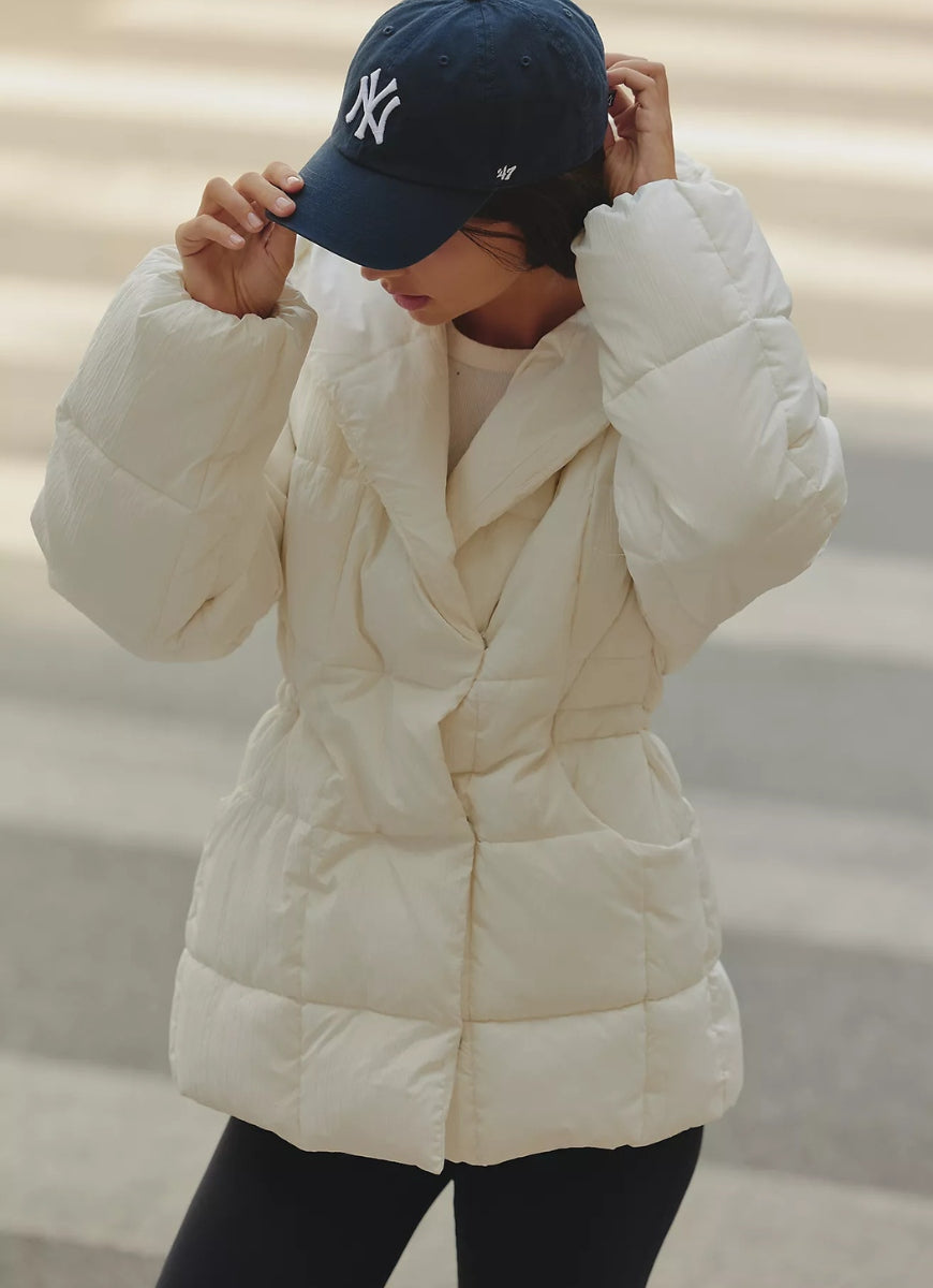 Varley Kaia Quilted Coat in Jet Stream Front View