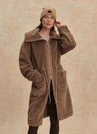Varley Logan Sherpa Coat in Ash Taupe Front View