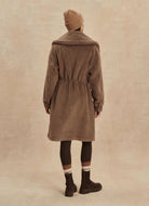 Varley Logan Sherpa Coat in Ash Taupe Full Length Back View