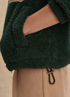 Varley Lowell Sherpa Jacket in Pine Grove Close Up View of Hand in Pocket