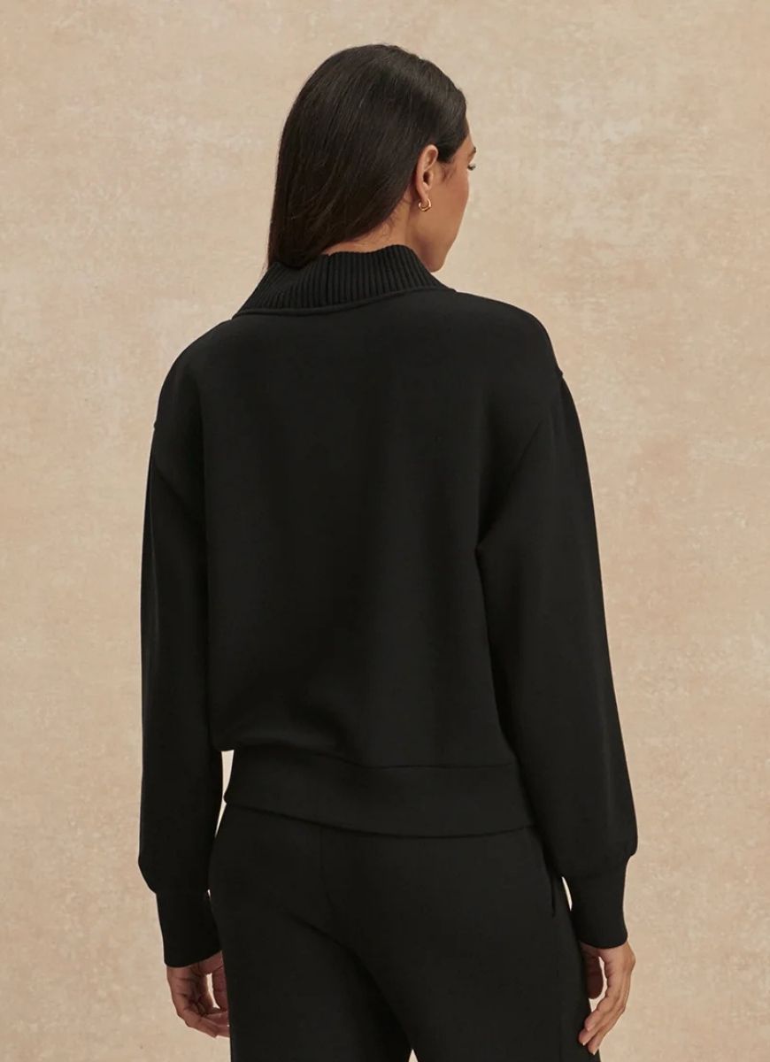 Varley Lucine Button Front Sweatshirt in Black Back View