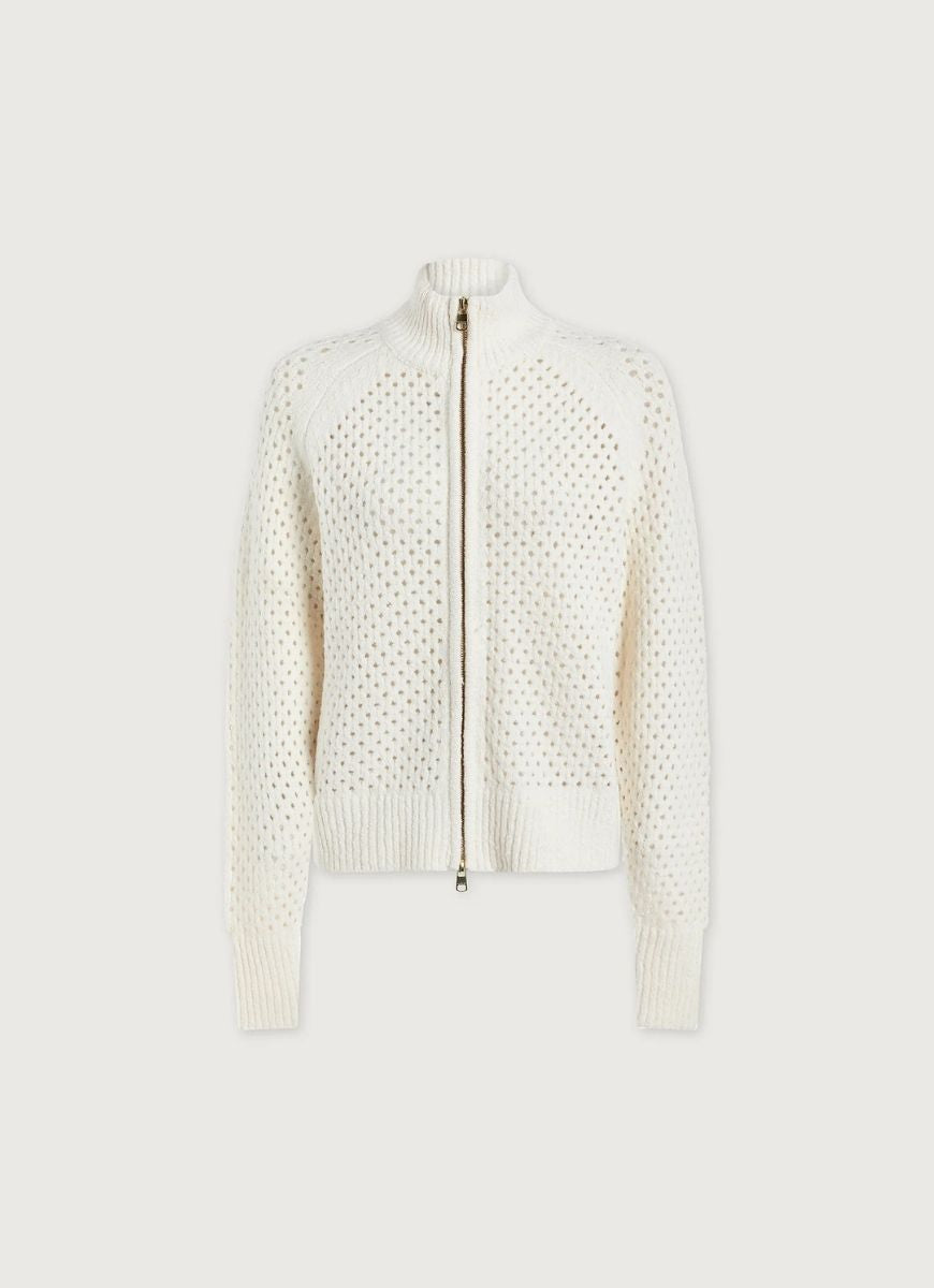 Varley Mandy Boucle Knit Jacket in Coconut Milk Product Shot View