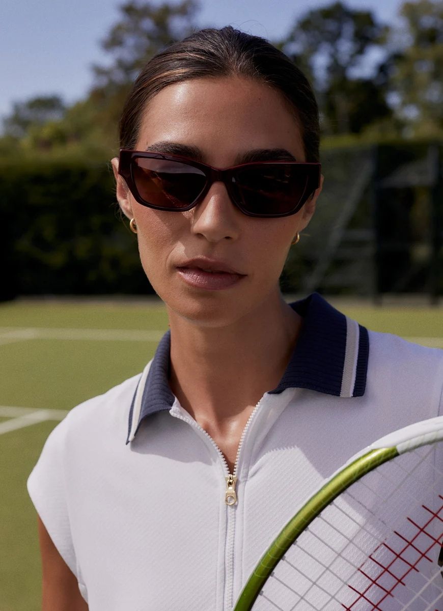 Varley Nico Court Tennis Dress in White Close Up Front View