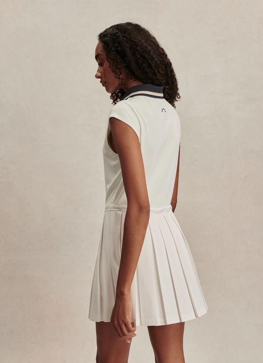 Varley Nico Court Tennis Dress in White Angled Side and Back View