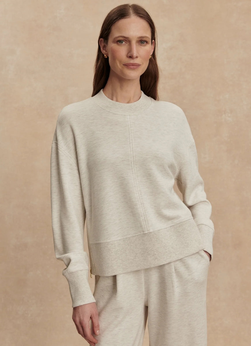 Varley Philippe Crop Sweatshirt in Ivory Marl