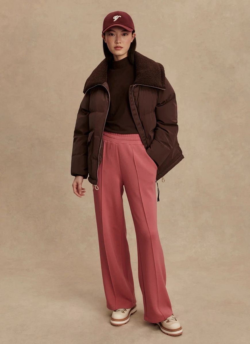 Varley The Roseville Down Jacket in Coffee Bean Full Length Front View